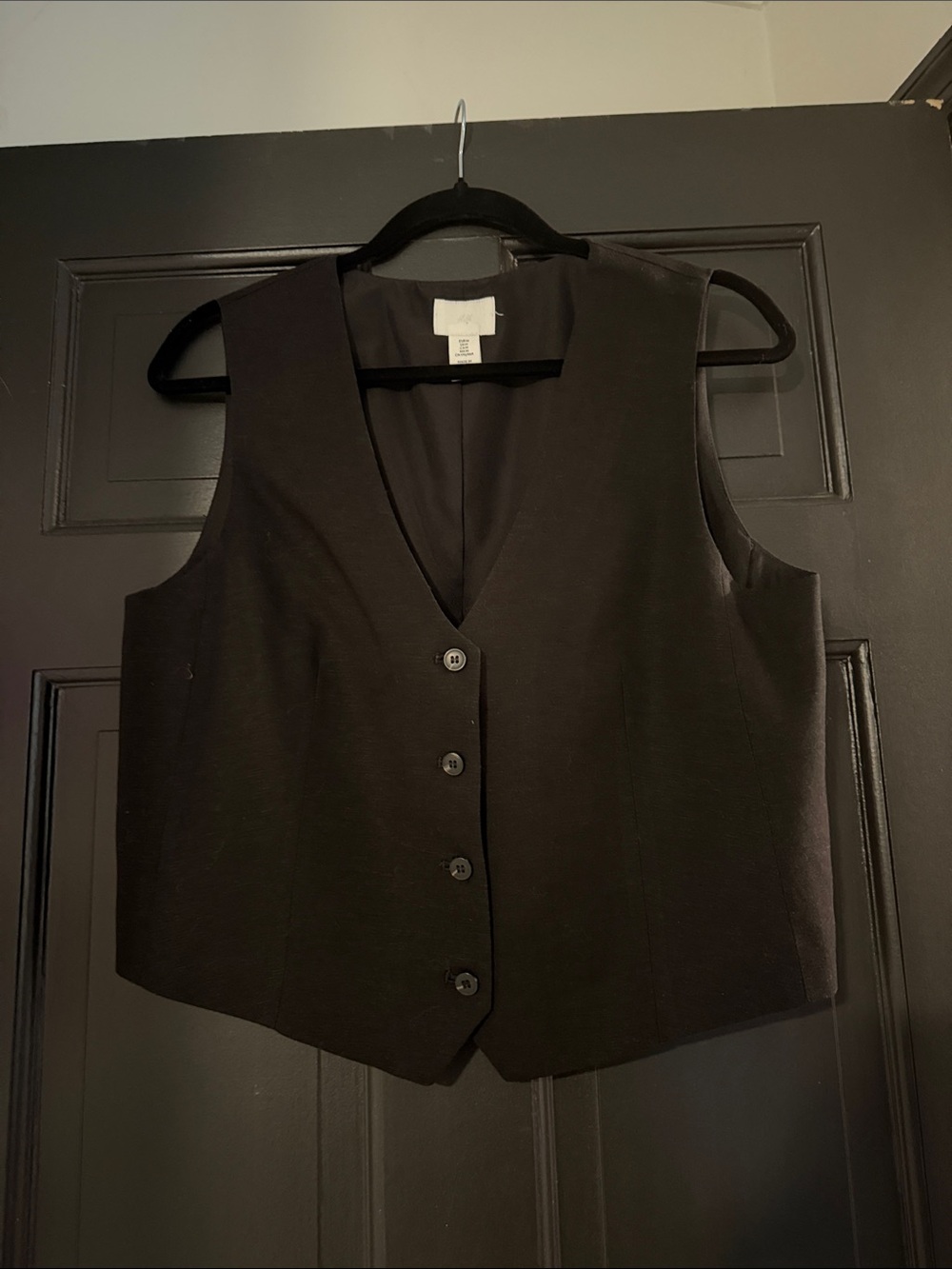 H&M Black Tailored Button Front Vest Waistcoat Size M